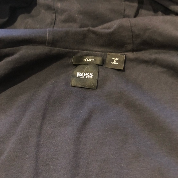 Authentic Hugo Boss Zip Up Mixed Media Hooded Cardigan - Picture 3 of 3